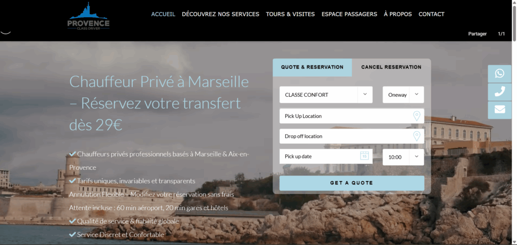 Chauffeur VTC à Marseille en province